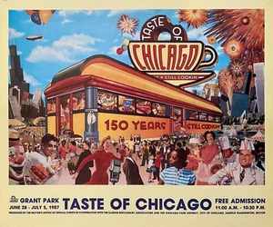 Taste of Chicago 1987 Original Vintage Poster Stadt Essen Musik Sommer Festival  - Bild 1 von 1