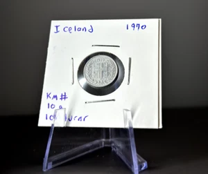 Iceland Coin - 1970 Iceland 10 Aurar Coin - KM# 10a Aluminum Coin - Picture 1 of 2