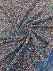 58/60" Velvet Sequins Stretch Fabric - Velvet Sequins 2 Way Stretch By Yard - Picture 1 of 152