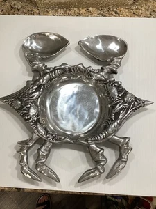LARGE Mexican Pewter Crab Serving Dish by Betty Barrena AWESOME for PARTIES!! - Picture 1 of 8