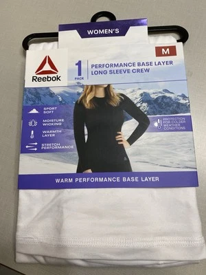 Reebok Womens Size Medium White Performance Base Layer Long Sleeve Crew Shirt - Image 1 of 4