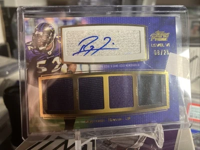 2011 Topps Prime Auto Relic Ray Lewis #PVI-RL Gold 08/25 (AU, MEM) Game Used - Image 1 of 3