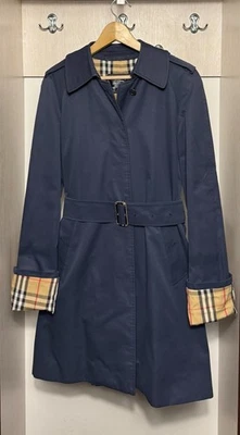 Gabardina Burberry Prorsum vintage azul marino para mujer cuadros nova Foto 1 de 4