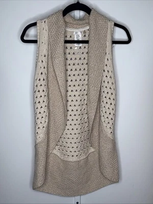 Girls Max Studio beige cream knit sleeveless sweater Cardigan Sizes Large - Image 1 of 4