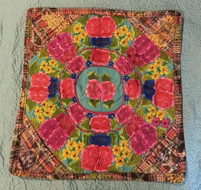 Funda de Almohada Guatemala Tribal Flores Lirio Retazos Nuevo Algodón Huipil Marrón #6 Foto 1 de 4