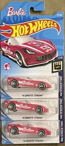 3x 2018 Hot Wheels Screen Time Barbie 7/10 14 CORVETTE STINGRAY Pink Lot - Picture 1 of 1