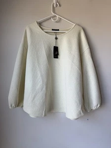 Adrianna Papell Top 1X Quilted Gold Chain Cream Classic Career Work Business NWT - Picture 1 of 9