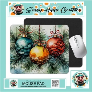 Mauspad Ornamente auf Weihnachtsbaum Kiefer Antirutsch Rückseite leicht zu reinigen sublimiert - Bild 1 von 4