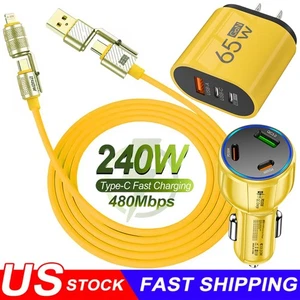 65W Fast Type C Wall Charger , 4-In-1 240W Super Fast Cable For Cell Phone iPad - Picture 1 of 19