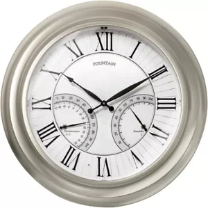 24" Jameson Indoor & Outdoor Lighted Clock, Self-Illuminated, Morning Silver - Picture 1 of 9