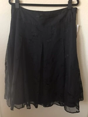 Falda para mujer Hillard & Hanson negra forrada floral plisada línea A talla 12 nueva con etiquetas Foto 1 de 4