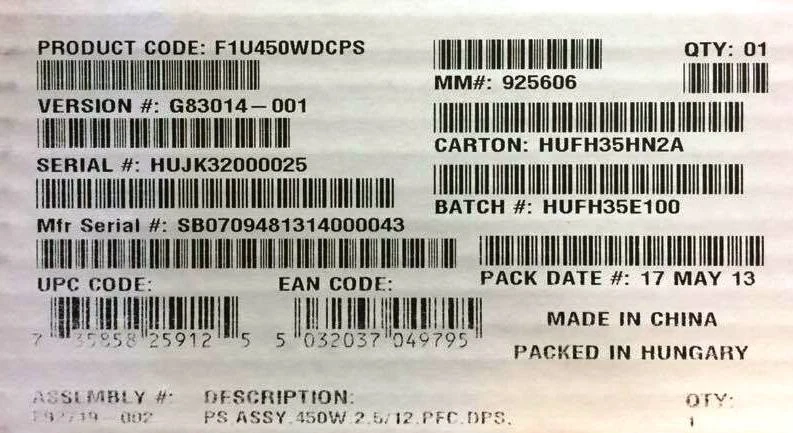 Intel F1U450WDCPS 450W DC Power Supply New Bulk Packaging - Image 1 of 1