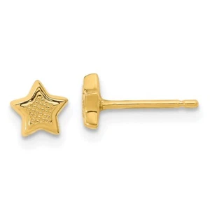 Aretes estrella texturizada oro amarillo 14k 0,49 gm L-5,2 mm, W-5,2 mm - Imagen 1 de 4