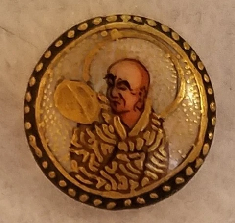 SCARCE ANTIQUE SIGNED HAND PAINTED MEIJI ERA SATSUMA CERAMIC W/A NOBLEMAN 1/2" Cover
