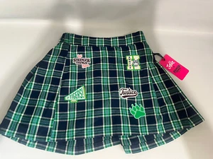 Justice X Stranger Things Plaid Skirt/skort Lined Girls Size M (10)Green Patched - Picture 1 of 8