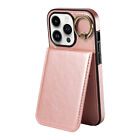 For iPhone Litchi Pattern Vertical Card Packet PU Leather Case Cover Finger Ring