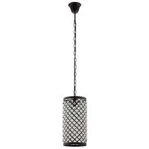Modern Glass Metal Diamond Cut Out Cylindrical Black Pendant Chandelier Light - Picture 1 of 4