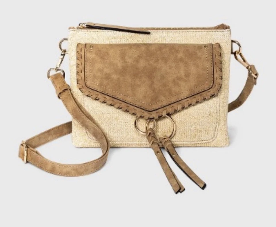 VR NYC Braided O-Ring Messenger Crossbody Laser Cut Bag