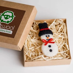 Handarbeit Wolle Schneemann Brosche-gefilzte Winter Pin-Weihnachten Neujahr Geschenk - Bild 1 von 5