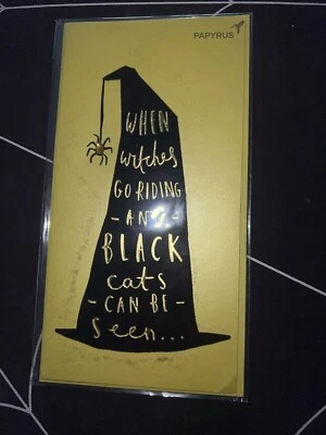 Tarjeta de papiro Halloween brujas sombrero araña gótico espeluznante Foto 1 de 2