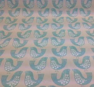 iliv SMD Scandi AQUA Birds Cotton Fabric.Curtains/Upholstery/Craft/Cushions - Picture 1 of 4