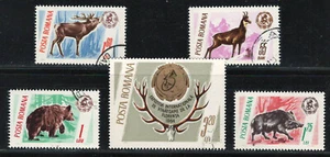 JUEGO DE SELLOS MNH precancelados muy finos de Rumania 1965 Scott # 1797-1801 Trofeo de Caza - Imagen 1 de 2