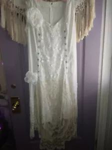 Womens Cottagecore Fancy Lace Dress Handmade Art To Wear Xl - Picture 1 of 7