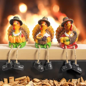 Thanksgiving Tabletop Decor, 3 Pack Resin Turkey Figurines Fall Decor for Aut... - Picture 1 of 12