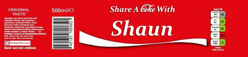 4 x Personalised Coca Cola Labels to fit 500ml Bottles - Any Occasion - 2023