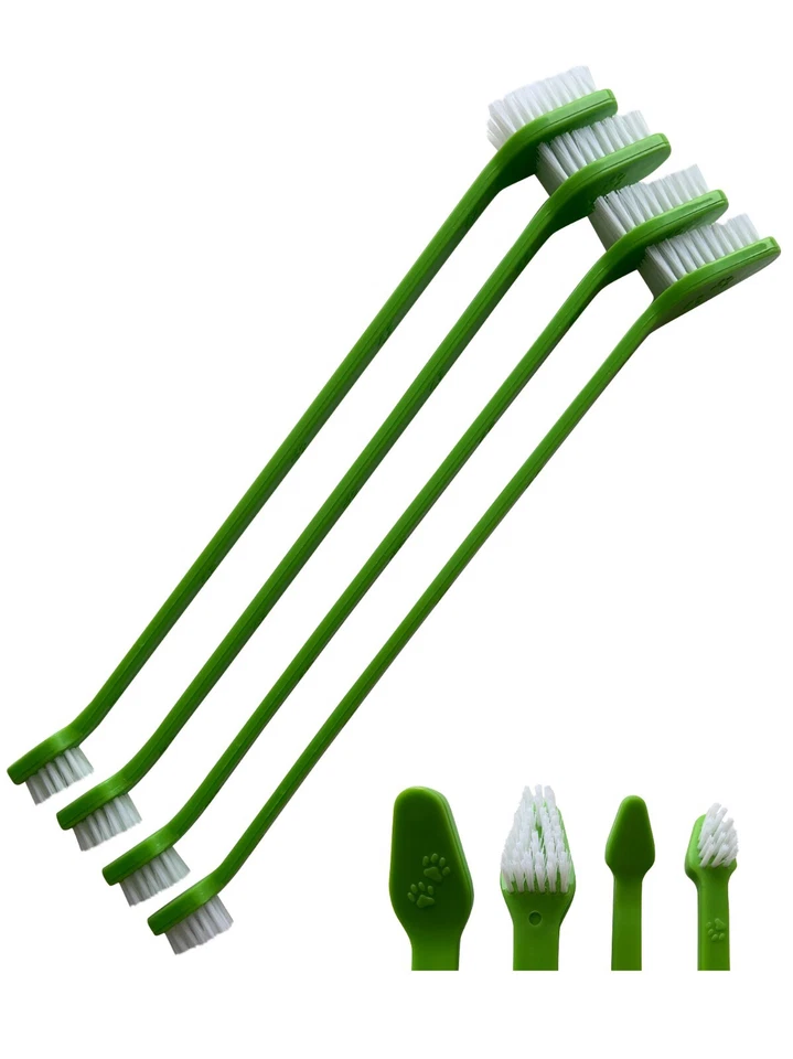 Cepillo de dientes para mascotas de doble gama 4 piezas perros gatos - Elimina la acumulación de placa de sarro Foto 1 de 4