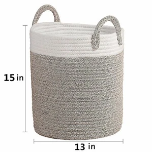 Large Rope Storage Basket - 15" x 13" Modern Shaped Soft Touch Organizer Basket - Picture 1 of 5