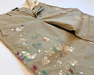 Polo Ralph Lauren Wide Leg Paint Splatter Artist Cropped Oversize Hose Straight - Bild 1 von 9
