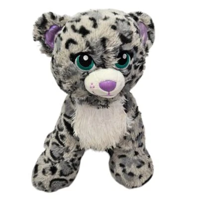 Build-A-Bear Snow Leopard Plush Sparkle 12" Gray Purple Spotted Big Cat Toy - Image 1 of 4