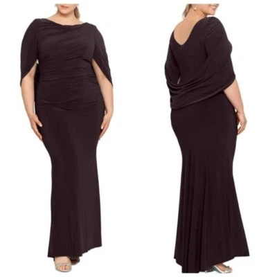 Betsy Adam MIRIAM MOB Draped Back Black-Tie Gown Sz 18W in Chocolate Brown - Image 1 of 4