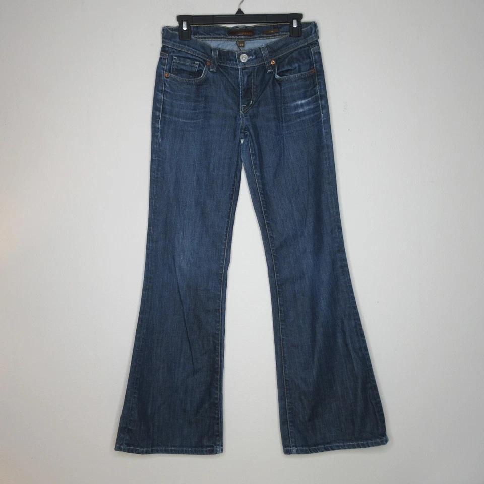 Pantalones de mezclilla acampanados de tiro bajo genuinos para mujer talla 27 B28 Foto 1 de 4