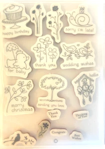 Estampación Fácil Eventos 1 y 2 Sellos Adhesivos Conjunto de 16 Piezas Cumpleaños Boda Navidad + - Imagen 1 de 2