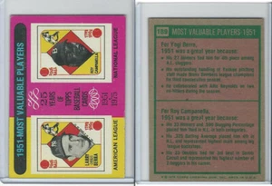 1975 Topps Baseball, #189 1951 MVPs (Yogi Berra, Roy Campanella) - Picture 1 of 1