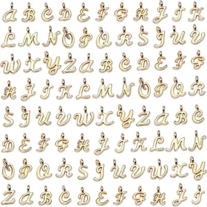156 BULK Alphabet Letter Charms Gold Initial Pendants Wholesale Jewelry Rings - Picture 1 of 2