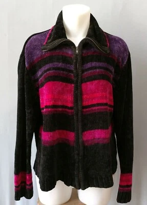 Cabin Creek - Damas Acrílico Ls Cremallera Cárdigan Suéter - Negro Rojo Púrpura - M Foto 1 de 4
