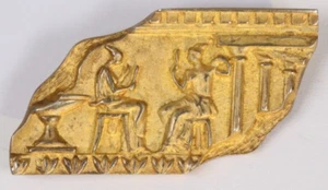 Griechische Antike Relief 835 Silber Brosche vergoldet Architektur Tempel brooch - Bild 1 von 8