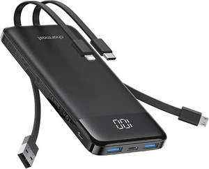 Charmast Portable Charger with Built in 4 Cables, 10000mAh Travel Essential USB - Picture 1 of 11