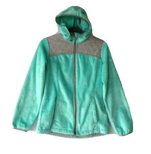 Free Country Girls Kids Faux Fur Hooded Jacket Aqua 2 Pockets Size XL (16) - Picture 1 of 9