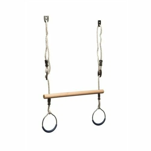 Swing Slide Climb Timber Trapeze With Blue Rings - Image 1 of 1