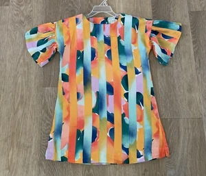 Gymboree Girl’s Size 5 Orange Printed Lined Short Sleeve Rayon Blend Dress - Picture 1 of 7
