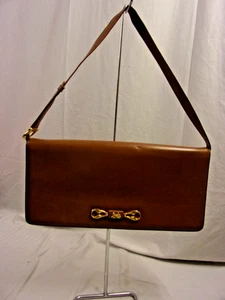 Authentische Vintage Celine Paris hellbraune Leder Schultertasche Pferd & Kutsche Medaille - Bild 1 von 10