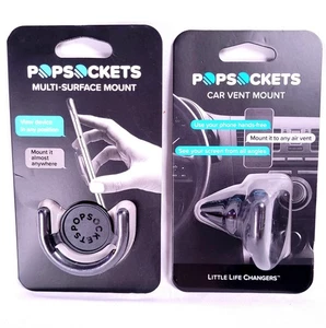 TWO PopSockets Pop Mount Multi-Surface & Car Vent Holder  Phone Black 2 SET NEW  - Picture 1 of 2