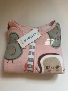 Carters Girls Size 6 Pajamas Fleece Footie PJS New One Piece Avocado Toast - Picture 1 of 3