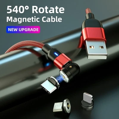 360°+180° 3 in 1 Rotating Magnetic Cable Magnetic Phone Charger USB Cable A15 - Image 1 of 4