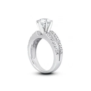 Anello 5,86 CTW E-SI1 rotondo brillante diamanti naturali certificati oro 14 kt accento - Foto 1 di 13