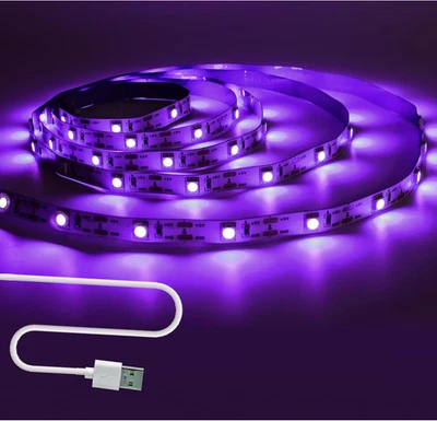 Striscia LED UV, Striscia Luminosa Nera 5V USB 2M SMD 5050 395Nm - 405Nm IP20 To - Immagine 1 di 4